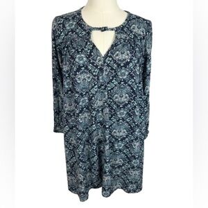 💜 5/$20 American Eagle Blue Paisley Long Sleeve Mini Shift Dress Size XXS